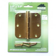 3.5" x3.5" x2.0mm 5/8"  Radius Corner Solid Brass Hinges